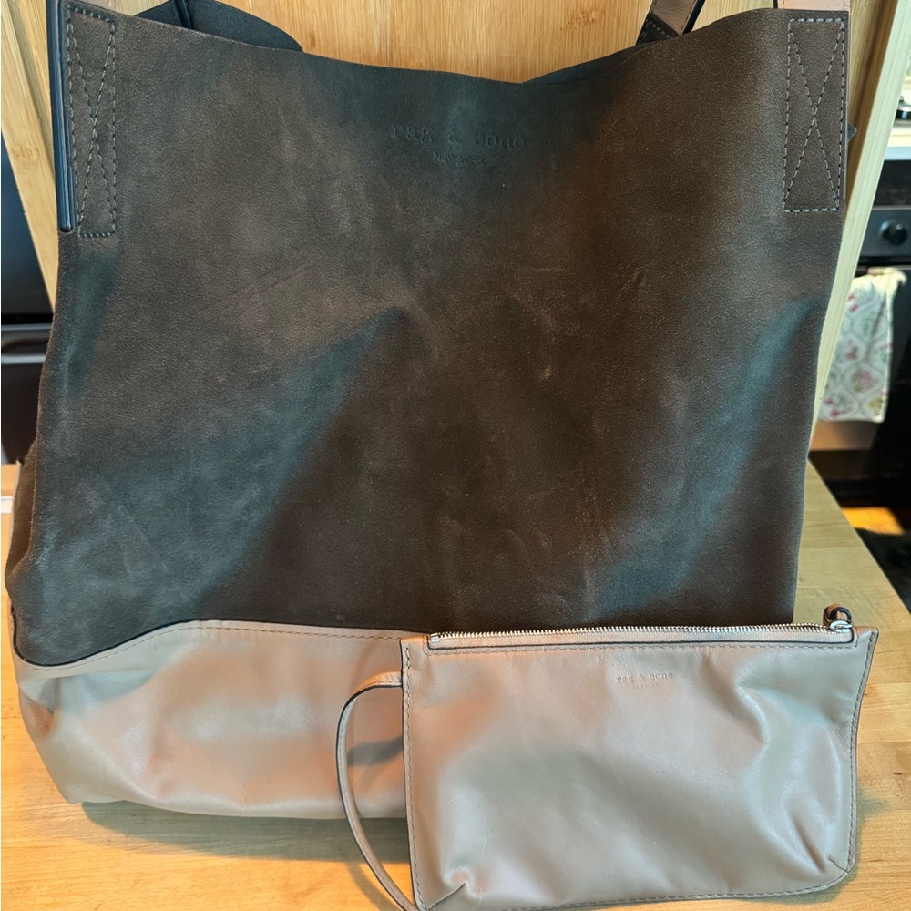 Suede olive green tote rag & bone